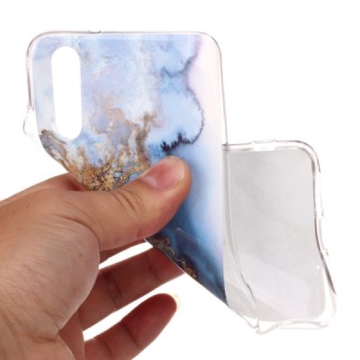 Huawei P20 „Marble“ cieta silikona (TPU) zils apvalks | vacins.lv