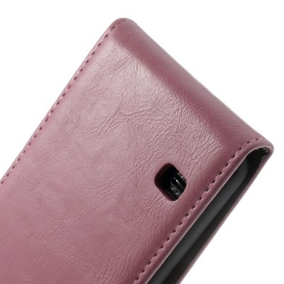 Samsung Galaxy S5 (S5 Neo) klasikinis atverčiamas rožinis odinis dėklas / Priedai.lt