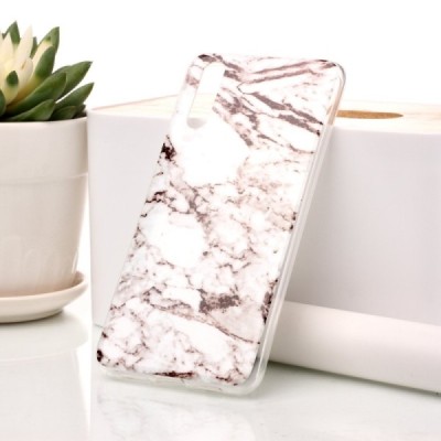 Huawei P20 „Marble“ kieto silikono TPU baltas dėklas - nugarėlė | Priedai.lt