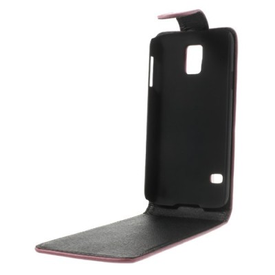 Samsung Galaxy S5 (S5 Neo) klasikinis atverčiamas rožinis odinis dėklas / Priedai.lt