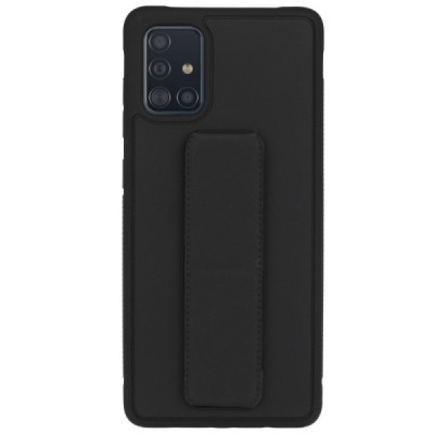 Samsung Galaxy A71 (A715F) „Finger Grip“ Kickstand kieto silikono TPU juodas dėklas - nugarėlė | Priedai.lt
