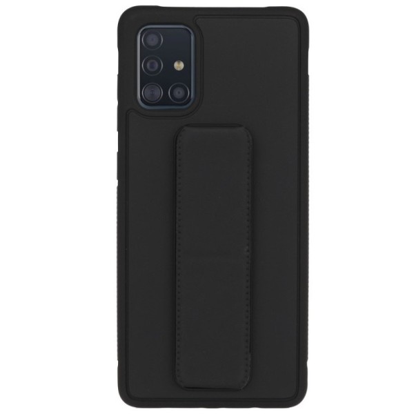 „Finger Grip“ Kickstand cieta silikona (TPU) apvalks - melns (Galaxy A71)