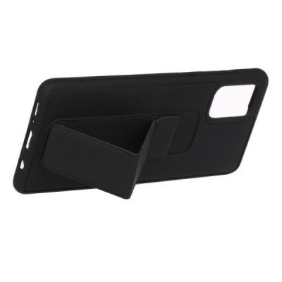 Samsung Galaxy A71 (A715F) „Finger Grip“ Kickstand cieta silikona (TPU) melns apvalks | vacins.lv