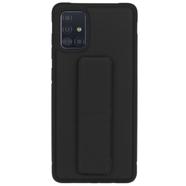 „Finger Grip“ Kickstand cieta silikona (TPU) apvalks - melns (Galaxy A51)