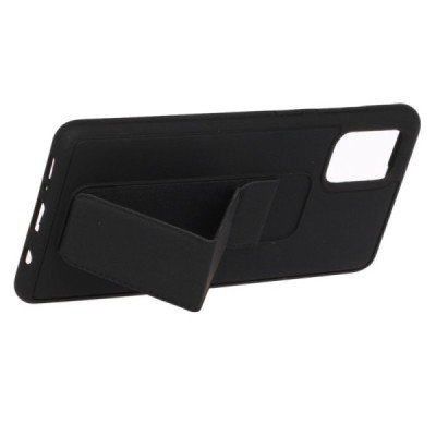 Samsung Galaxy A51 (A515F) „Finger Grip“ Kickstand cieta silikona (TPU) melns apvalks | vacins.lv