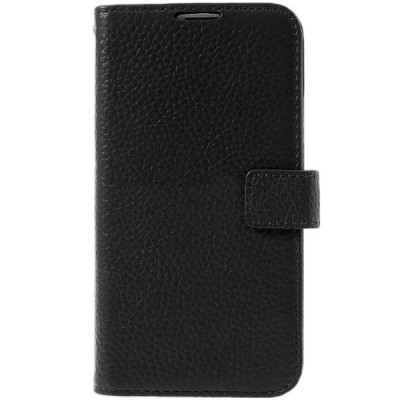 Samsung Galaxy S5 (S5 Neo) lychee atverčiamas juodas odinis dėklas - piniginė / Priedai.lt