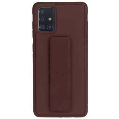 Samsung Galaxy A51 (A515F) „Finger Grip“ Kickstand kieto silikono TPU rudas dėklas - nugarėlė | Priedai.lt