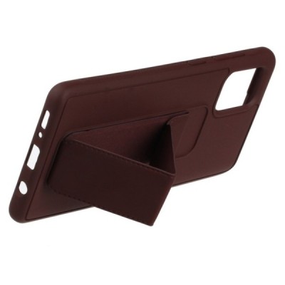 Samsung Galaxy A51 (A515F) „Finger Grip“ Kickstand cieta silikona (TPU) brūns apvalks | Vacins.lv