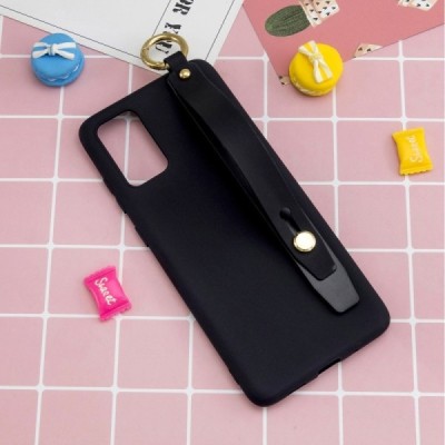 Samsung Galaxy A41 (A415F) „Strap“ Kickstand cieta silikona (TPU) melns apvalks | vacins.lv