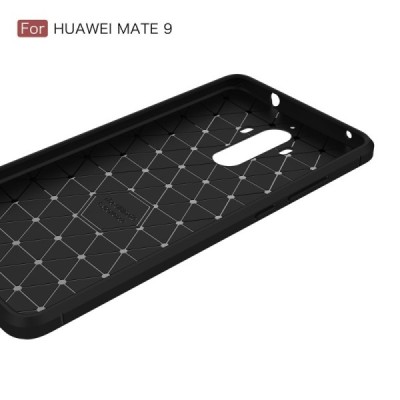 Huawei Mate 9 „Carbon“ cieta silikona (TPU) melns apvalks | vacins.lv
