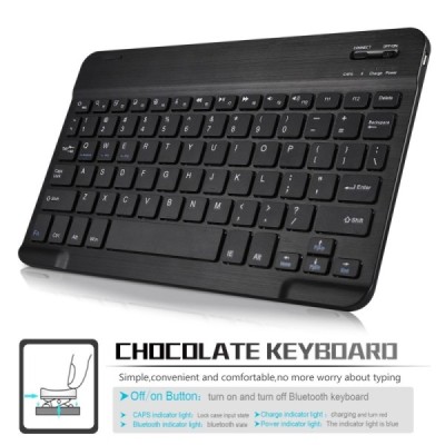 Samsung Galaxy Tab S5e (T720, T725) ādas atvēramais melns futrālis ar bluetooth tastatūra | Vacins.lv