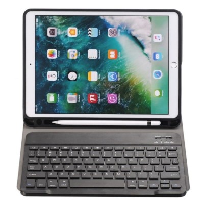 Apple iPad 10.2" 2019 (iPad Pro 10.5, Apple iPad Air 2019) ādas atvēramais melns futrālis ar bluetooth tastatūra | Vacins.lv