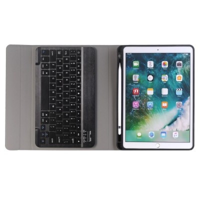 Apple iPad 10.2" 2019 (iPad Pro 10.5, Apple iPad Air 2019) ādas atvēramais melns futrālis ar bluetooth tastatūra | Vacins.lv