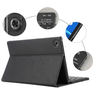 Lenovo Tab M10 Plus 10.3" (TB-X606F) ādas atvēramais melns futrālis ar bluetooth tastatūra | Vacins.lv