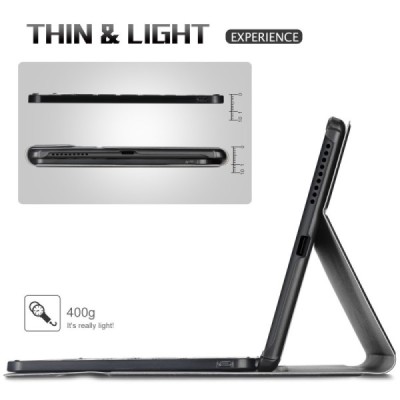 Lenovo Tab M10 Plus 10.3" (TB-X606F) ādas atvēramais melns futrālis ar bluetooth tastatūra | Vacins.lv