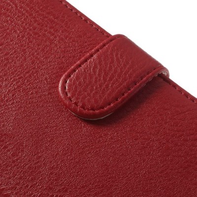 Samsung Galaxy S5 (S5 Neo) lychee atverčiamas raudonas odinis dėklas - piniginė / Priedai.lt