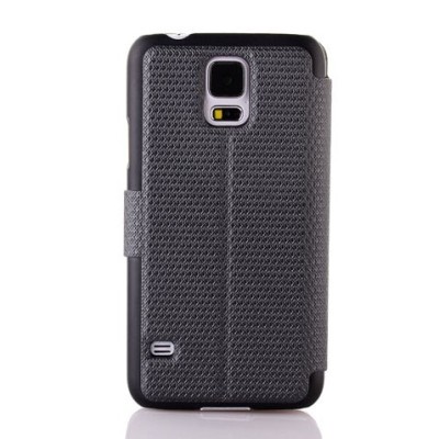 Samsung Galaxy S5 (S5 Neo) pintas atverčiamas juodas s view tipo dėklas / Priedai.lt