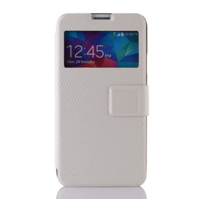 Samsung Galaxy S5 (S5 Neo) pintas atverčiamas baltas s view tipo dėklas / Priedai.lt