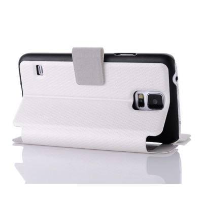 Samsung Galaxy S5 (S5 Neo) pīts atvērams balts s view maciņš / Vacins.lv