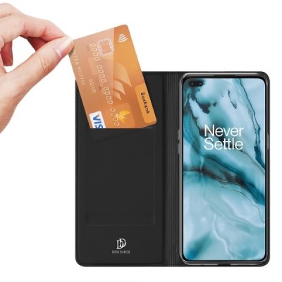 OnePlus Nord „Dux Ducis“ Skin sērijas melns ādas atvērams maciņš | Vacins.lv