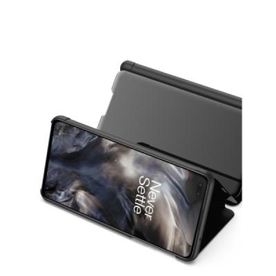 OnePlus Nord plastmasas atvērams melns ādas maciņš | Vacins.lv