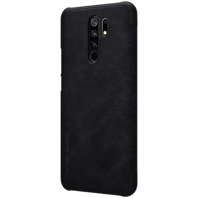 Greznais „Nillkin“ Qin sērijas ādas atvērams melns Xiaomi Redmi 9 maciņš | Vacins.lv