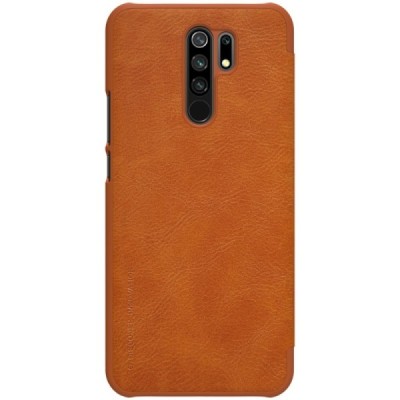 Greznais „Nillkin“ Qin sērijas ādas atvērams brūns Xiaomi Redmi 9 maciņš | Vacins.lv