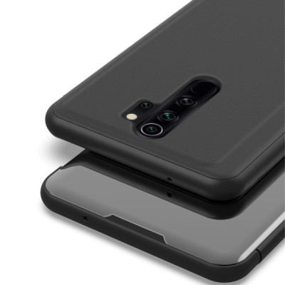 Xiaomi Redmi 9 plastmasas atvērams melns ādas maciņš | Vacins.lv