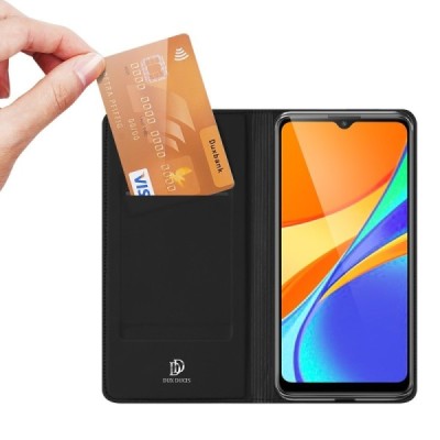 Xiaomi Redmi 9C „Dux Ducis“ Skin sērijas melns ādas atvērams maciņš | Vacins.lv