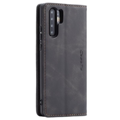Huawei P30 Pro CaseMe Retro solīds atvēramais ādas melns maciņš - maks | Vacins.lv