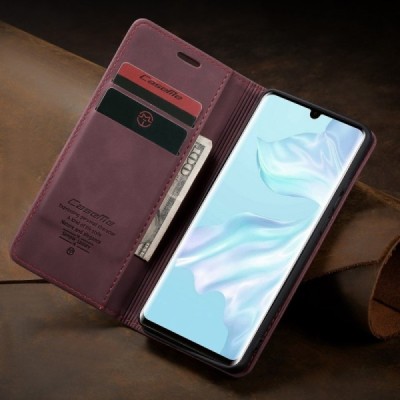 Huawei P30 Pro CaseMe Retro solidus atverčiamas bordo odinis dėklas - knygutė | Priedai.lt