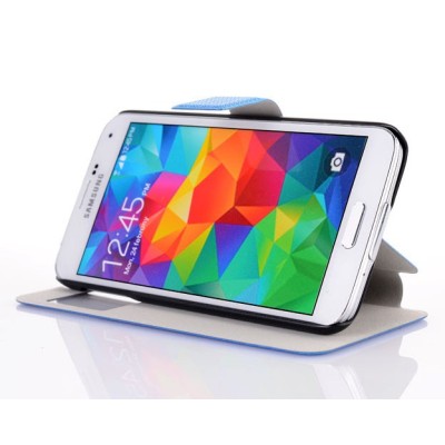 Samsung Galaxy S5 (S5 Neo) pīts atvērams zils s view maciņš / Vacins.lv