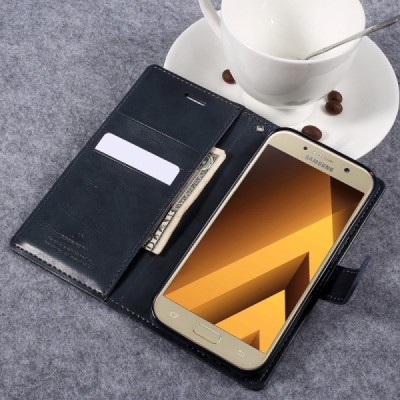 Mercury Blue Moon atverčiamas Samsung Galaxy A5 2017 (A520) juodas odinis dėklas - piniginė | Priedai.lt