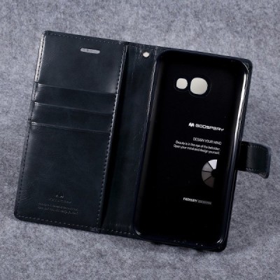 Mercury Blue Moon atverčiamas Samsung Galaxy A5 2017 (A520) juodas odinis dėklas - piniginė | Priedai.lt