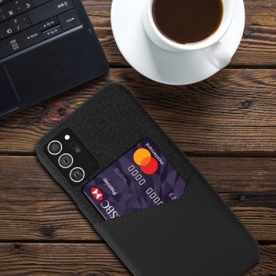 Samsung Galaxy Note 20 Ultra (N986F) „KSQ“ Shell melns ādas apvalks ar iebūvētu karšu turētāju | Vacins.lv