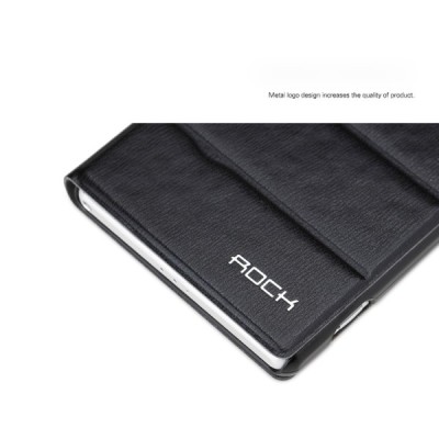 Rock Excel Sony Xperia Z2 juodas atverčiamas odinis s view dėklas / Priedai.lt