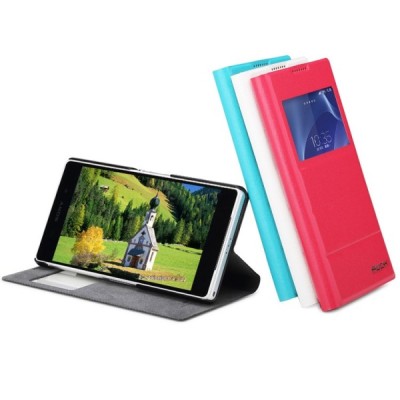 Rock Excel Sony Xperia Z2 juodas atverčiamas odinis s view dėklas / Priedai.lt