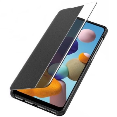 Samsung Galaxy A21s (A217) View Line melns atvērams maciņš (maks) | Vacins.lv