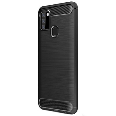 Samsung Galaxy A21s (A217) „Carbon“ cieta silikona (TPU) melns apvalks | vacins.lv