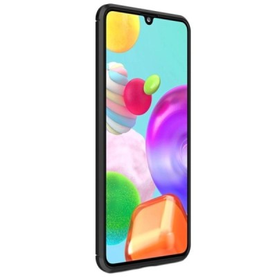 Samsung Galaxy A21s (A217) „Carbon“ cieta silikona (TPU) melns apvalks | vacins.lv