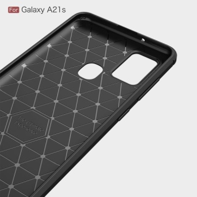 Samsung Galaxy A21s (A217) „Carbon“ cieta silikona (TPU) melns apvalks | vacins.lv