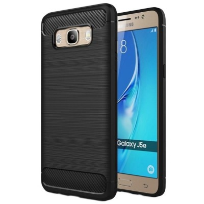 Samsung Galaxy J5 2016 (J510) „Carbon“ kieto silikono TPU juodas dėklas - nugarėlė | Priedai.lt