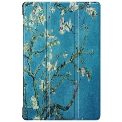 Samsung Galaxy Tab S6 10.5 (T865, T860) „Sakura“ atverčiamas spalvotas, baltas odinis dėklas - knygutė | Priedai.lt