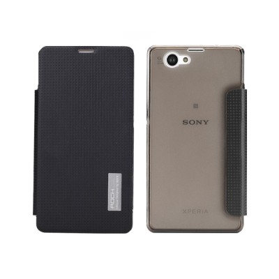 Rock Elegant Sony Xperia Z1 Compact juodas atverčiamas odinis dėklas / Priedai.lt