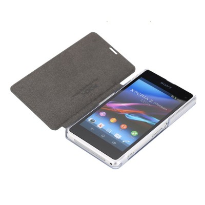 Rock Elegant Sony Xperia Z1 Compact juodas atverčiamas odinis dėklas / Priedai.lt