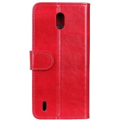 Nokia 1.3 atvēramais ādas sarkans maciņš, grāmata (maks) | Vacins.lv