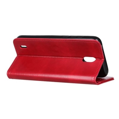 Nokia 1.3 atvēramais ādas sarkans maciņš, grāmata (maks) | Vacins.lv