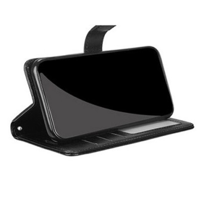 LG K51s (LM-K510) atvēramais ādas melns maciņš, grāmata (maks) | Vacins.lv