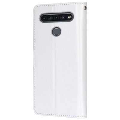 LG K51s (LM-K510) atvēramais ādas balts maciņš, grāmata (maks) | Vacins.lv