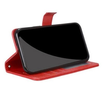 LG K51s (LM-K510) atvēramais ādas sarkans maciņš, grāmata (maks) | Vacins.lv